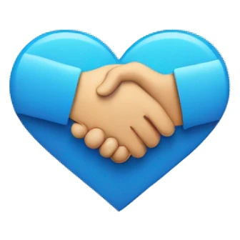 a handshake in the shape of a heart sticker