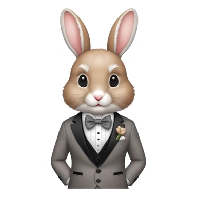 elegant rabbit wearing a formal suit and bow tie sticker