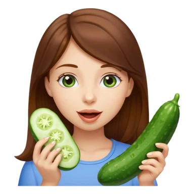I want a brown hair, blue eyes girl. Holding and licking cucumbers sticker