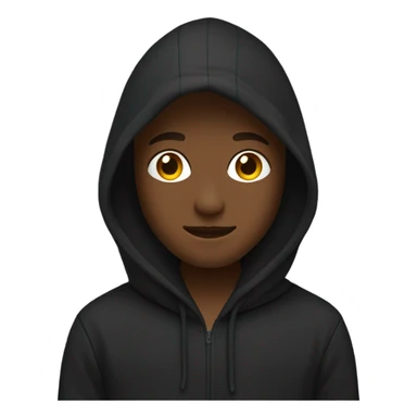 “Black hoodie emoji, minimalist style, simple design with a hood, long sleeves, and no logos or patterns, transparent background.” sticker