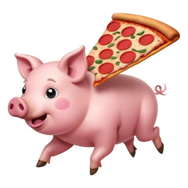 Pig flying delivering a pizza sticker