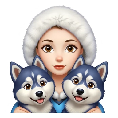Girl with two huskies  sticker