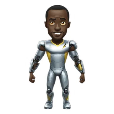 usain bolt half robot sticker