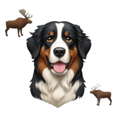 bernese mountain dog hunting moose sticker