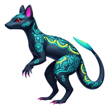 Colorful Neon Exotic Salandit-Aurorus-Umbreon-Fakémon-hybrid-creature (full body)  sticker