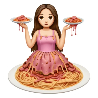  SPAM meat melted pink dripping sauce spaghetti dress monalisa portrait sticker