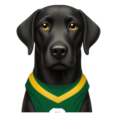 black lab wearing packers jersey sticker