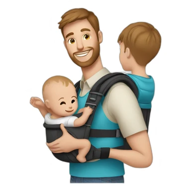 White Babywearing dad with baby ergo carrier sticker