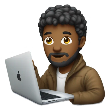 Developer in front of his Mac Book Laptop sticker