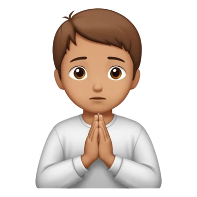 Person apologizing with hands together in prayer position, sorry face sticker