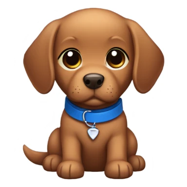 Chibi dark red retriever puppy with blue collar sticker