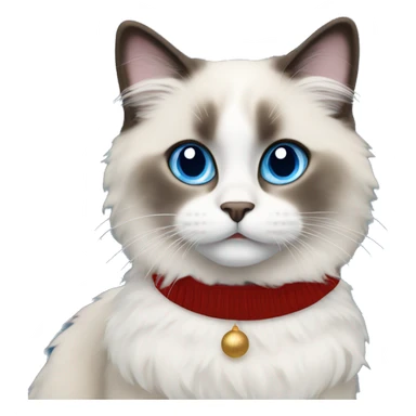 Ragdoll with blue eyes wearing a christmas sweater sticker
