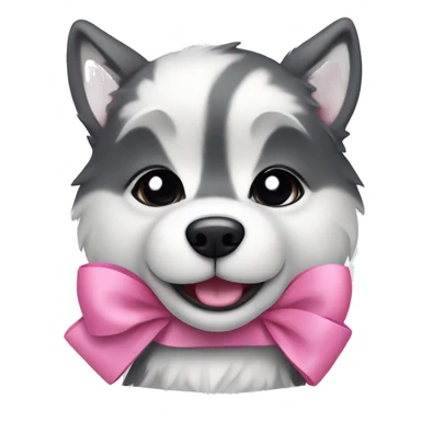 Cute husky with a pink bow sticker
