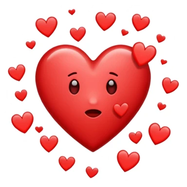 Small broken heart emojis around the letter E sticker