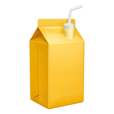plain yellow milk box, flat, no label, no straw, simple, clear sticker