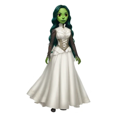 gamora in Victorian dress elegant white full body  sticker