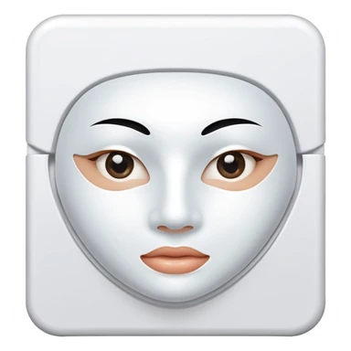 a beauty product box of skincare white  mask pack with rounded eyehole sticker