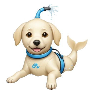 White labrador with snorkel and fins sticker