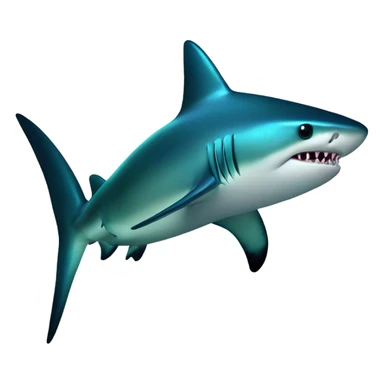 Fascial-patterned, bioluminescent-coated shark with iridescent scales. sticker