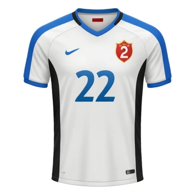 White soccer jersey turn around with number 22 and my name RONIHO sticker