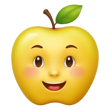 Yellow apple emoji biting lip and raising one eyebrow sticker