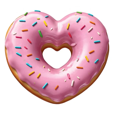 Realistic isolated heart shaped donut with pale pink & glaze. sticker