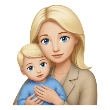 Blonde blue eyed mom holding blonde brown eyed toddler sticker