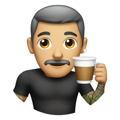 tattooed men drinking a cup of coffee sticker