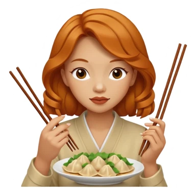 dumpling eating ginger woman sticker