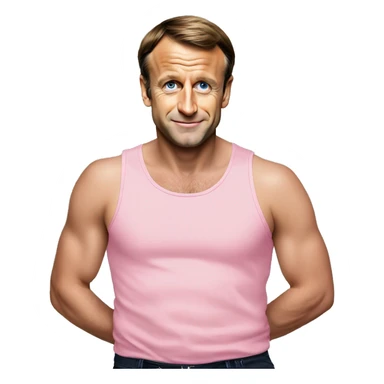 France president macron wearing a pig pink tank top sticker