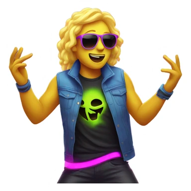 Rave party dancing neon smoking sticker