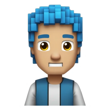 un minecraft garçon avec des cheveux bleus et un t sirt bleu sticker