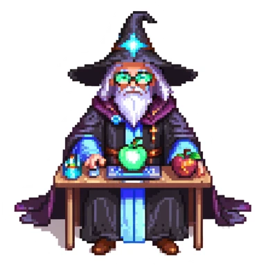 powerful wizard coding on an Apple laptop, glowing magical aura surrounding him, confident expression, looks like the ultimate boss of coding, wearing impressive dark robe sticker