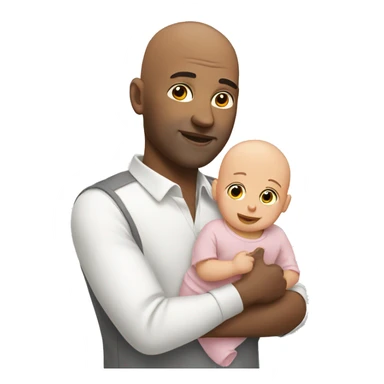 bald man with baby sticker
