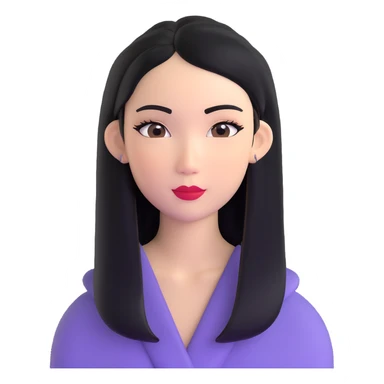 baddie with Asian and Latina features, long straight black hair, makeup sticker