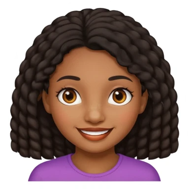 a girl that has black 4c hair textures and brownskin, It has brown eyes, a nose, lips, and it’s smiling. sticker