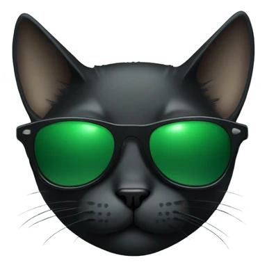 Black cat wearing green sunglasses sticker
