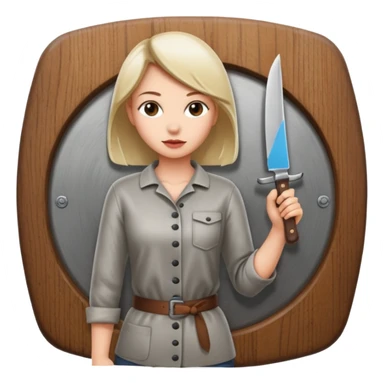 Women standing with a knife behind their back sticker