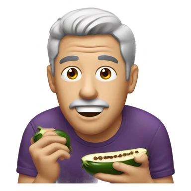 man eating eggplant sticker