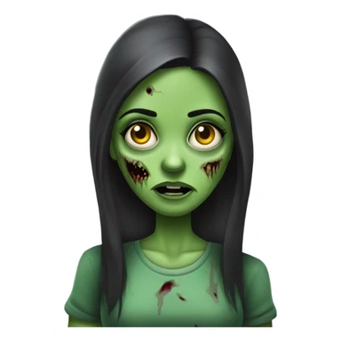 Brunette zombie girl in horror zombie green sticker