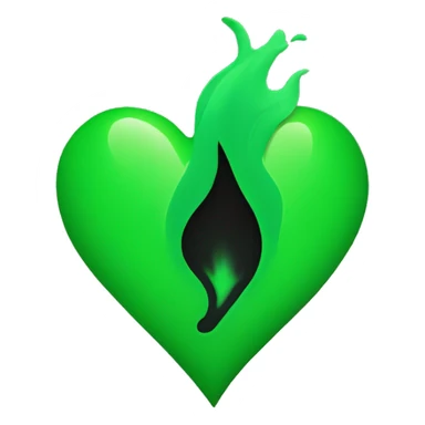 Black flame green Heart sticker