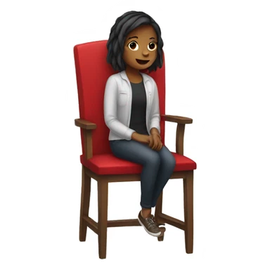 Girl with red in a chair  sticker