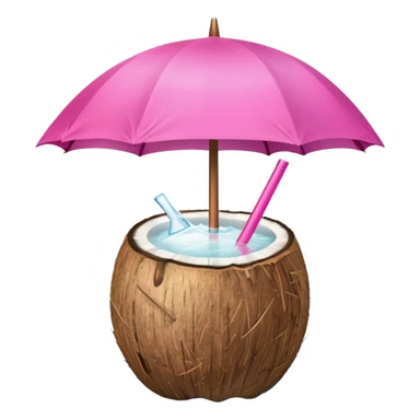 coconut drink with pink umbrella sticker
