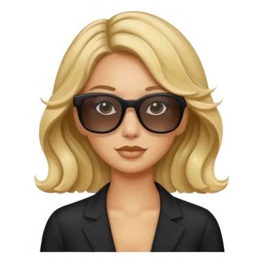 an olive tan woman with wavy blonde hair wearing skinny black rectangular sunglasses sticker