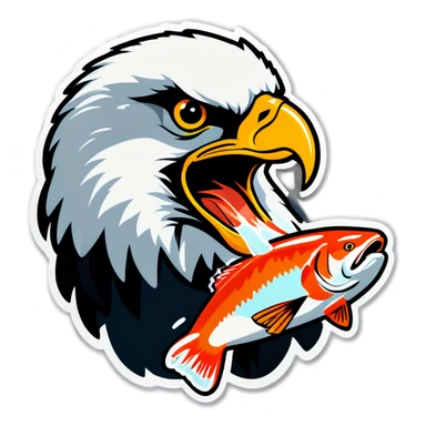 eagle eating salmon sticker