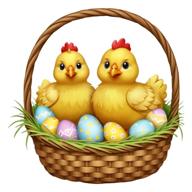 Norway Easter chickens with eggs in baskets sticker