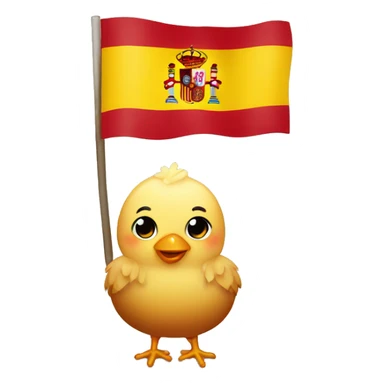 little chiken with a spain flag sticker