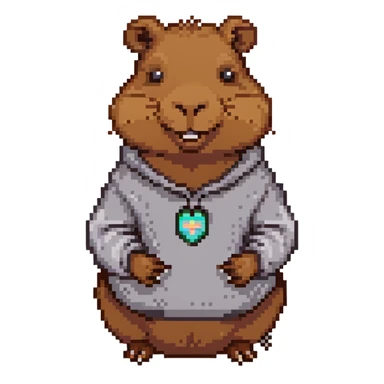 capybara smiling wearing a light grey sweater sticker