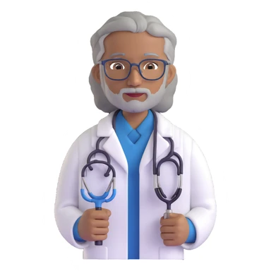 mature 60 year old doctor with stethoscope, gray hair, medium-dark tan skin tone, cinnamon skin, professional looking but not elderly sticker
