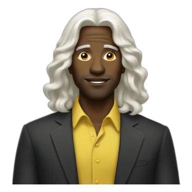 Black man in long white hair wig yellow dress sticker